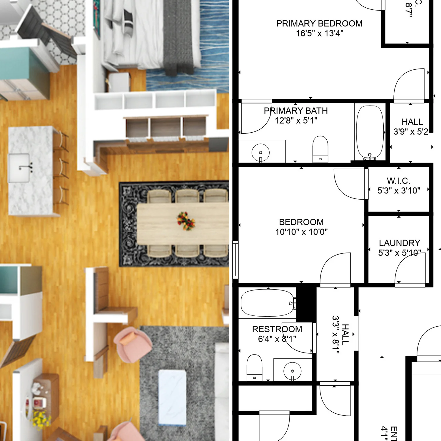 2D and 3D floor plan