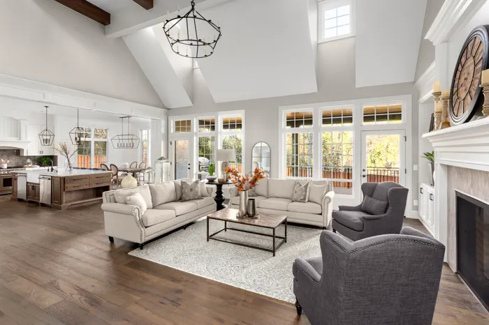 Vaulted living room